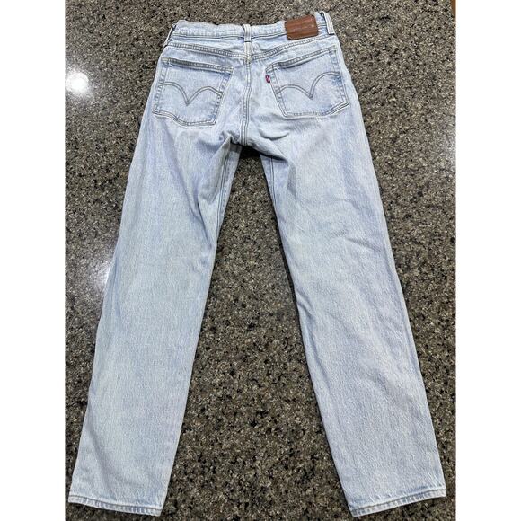 Levis Wedgie Jeans Size 26 Light Wash High Rise Button Fly Straight Denim STAINS - Picture 4 of 12